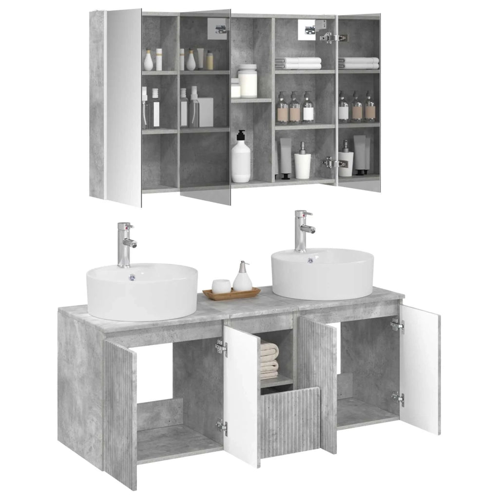 Set di Armadi da Bagno 4 pcs Grigio Cemento 3406466