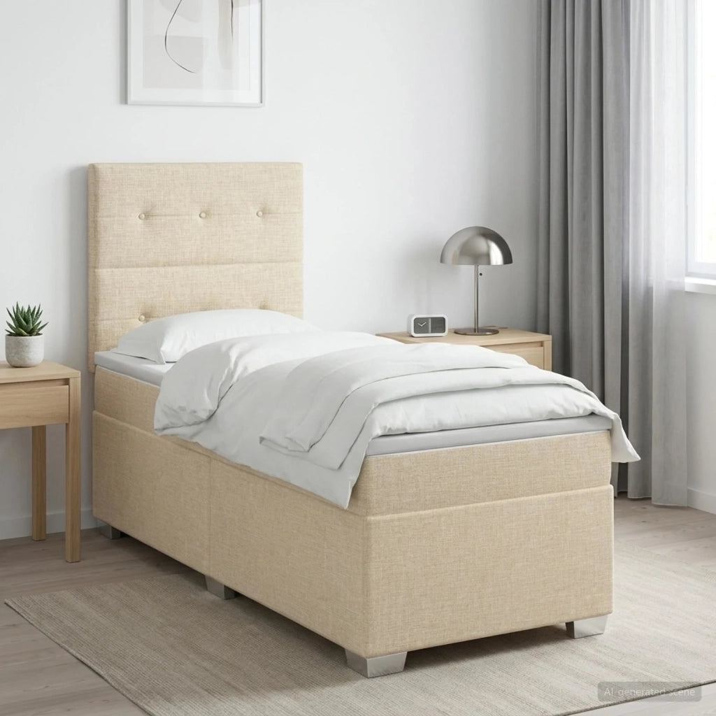 Letto box spring con materasso Crema 90 x 190 cm Tessuto 3454766