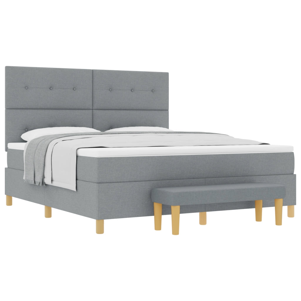 Letto a Rete con Materasso e Panchina Grigio Chiaro 180x200 cm Tessuto