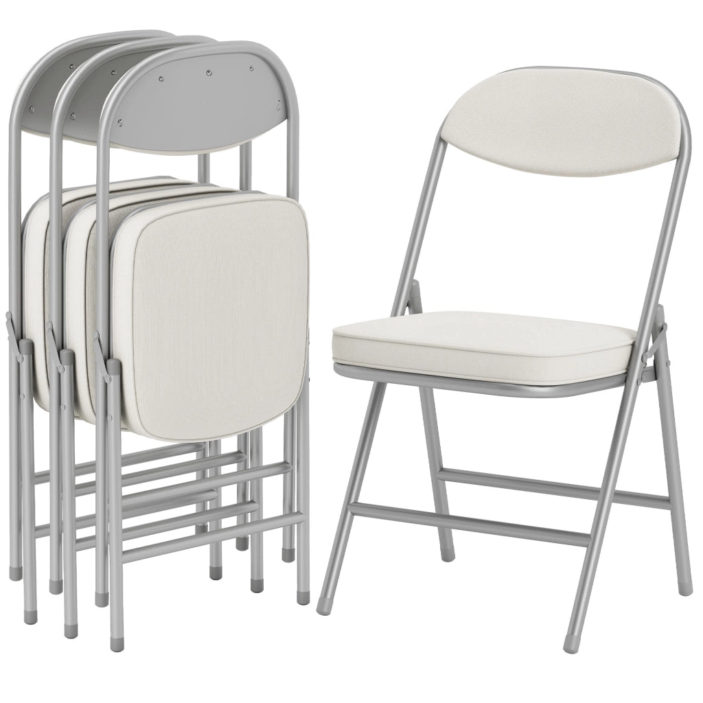 Set 4 sedie pieghevoli imbottite ¨C zephmum ¨C crema, tessuto, struttura metallo