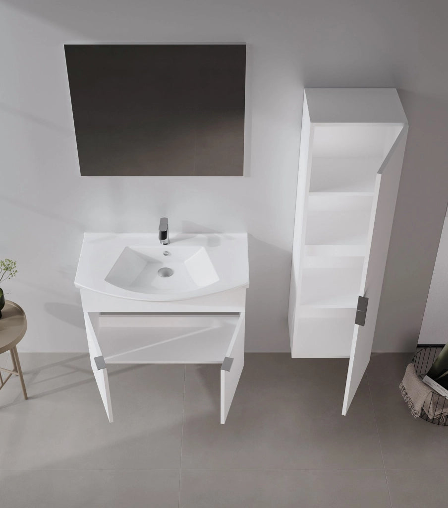Set mobile lavabo con specchio (2 pezzi) "Purus 80" - 80 x 50 x 58 cm - Bianco