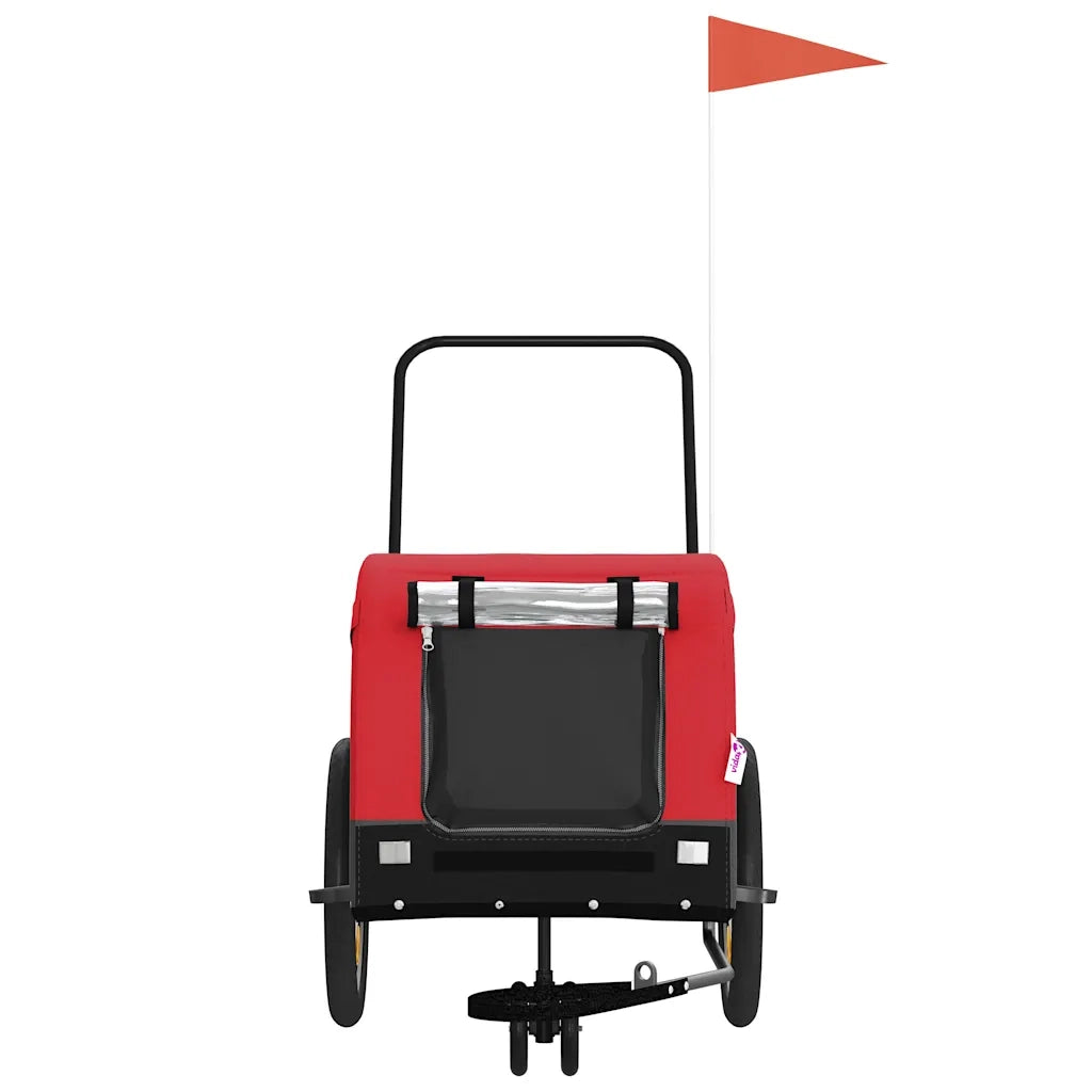 Rimorchio da Bici per Animali Rosso e Nero Oxford e Ferro CFW8759332