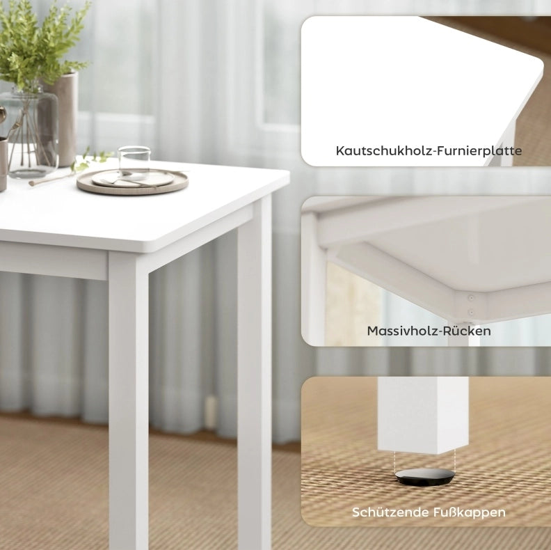 Set tavolo da pranzo bianco con 2 sedie imbottite