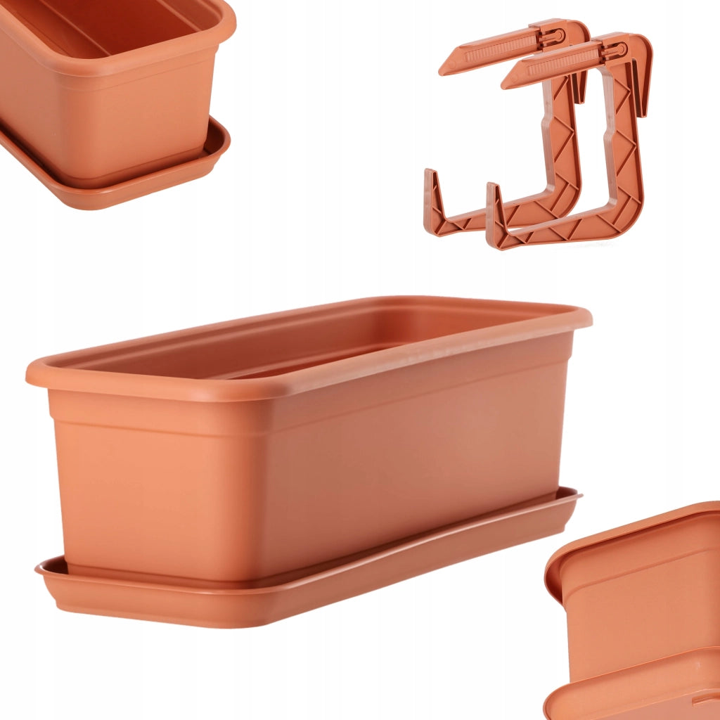 KADAX Fioriera da balcone 40 cm Vaso da fiori Supporto per vaso da fiori Maniglie Balcone