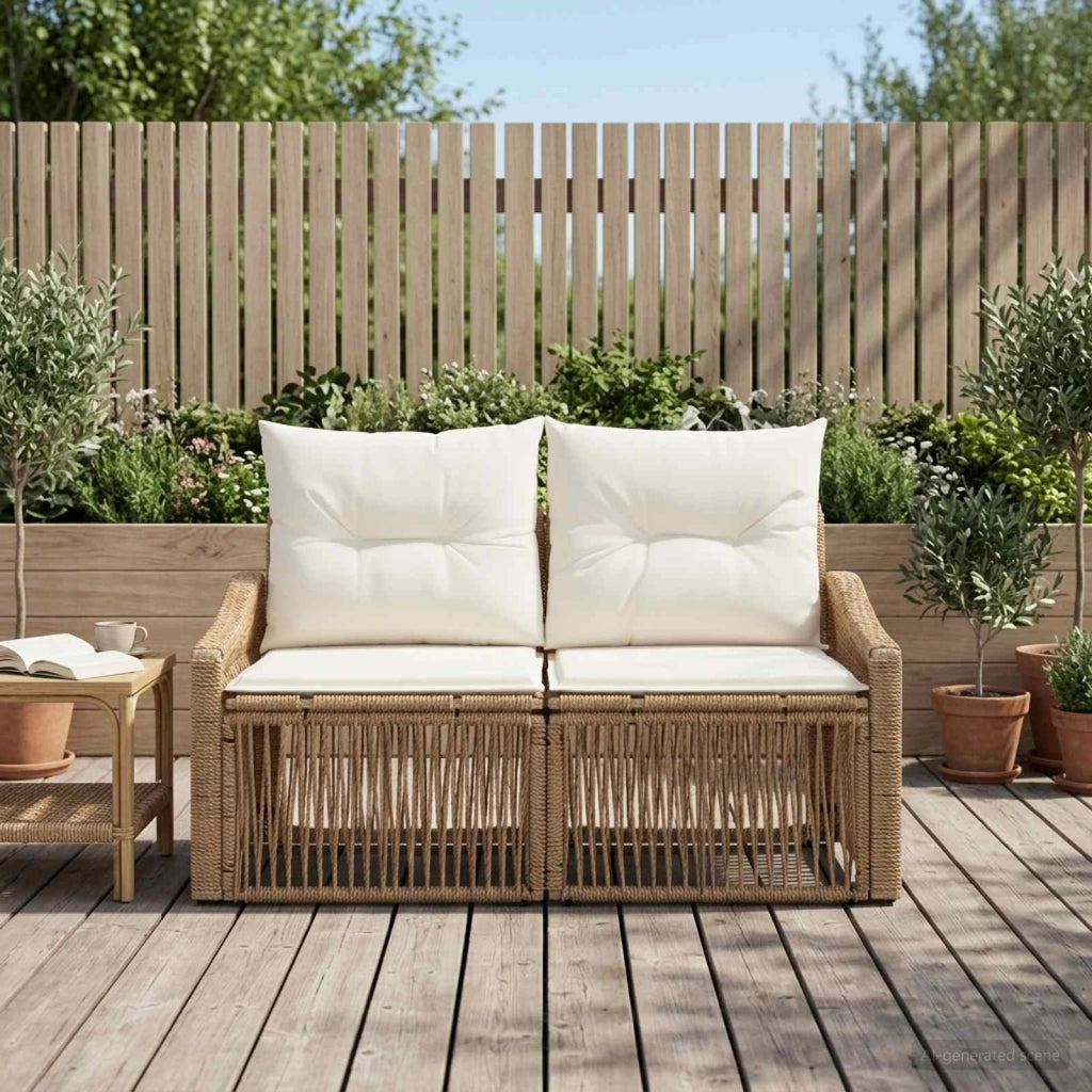 Divano da giardino 2-Numero di posti Beige polyrattan 42026709