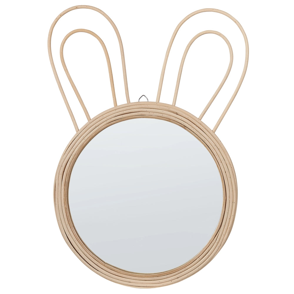 Specchio da parete Rattan naturale ø 28 cm Decorativo orecchie di coniglio Camera dei bambini Boho Moderno