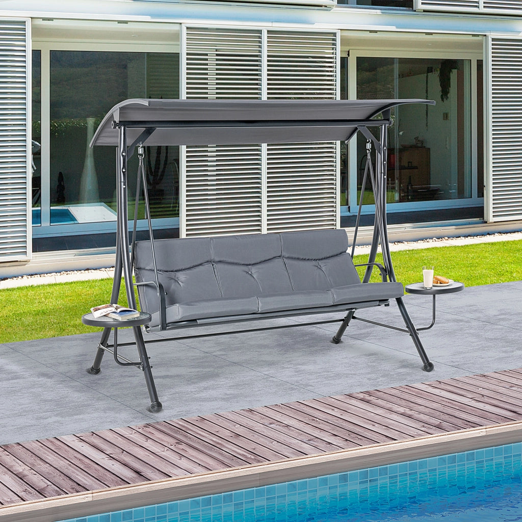 Altalena da giardino con tettoia regolabile ¨C Minimal ¨C Grigio+nero 271x125x172 cm
