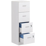 Armadio a 4 Cassetti con Serrature ¨C Zephmum ¨C Legno 40x42x131 Bianco