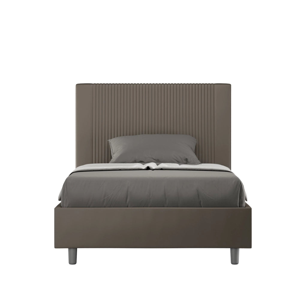 Letto Matrimoniale Large 180x200 cm con Rete e Contenitore Goya Cappuccino