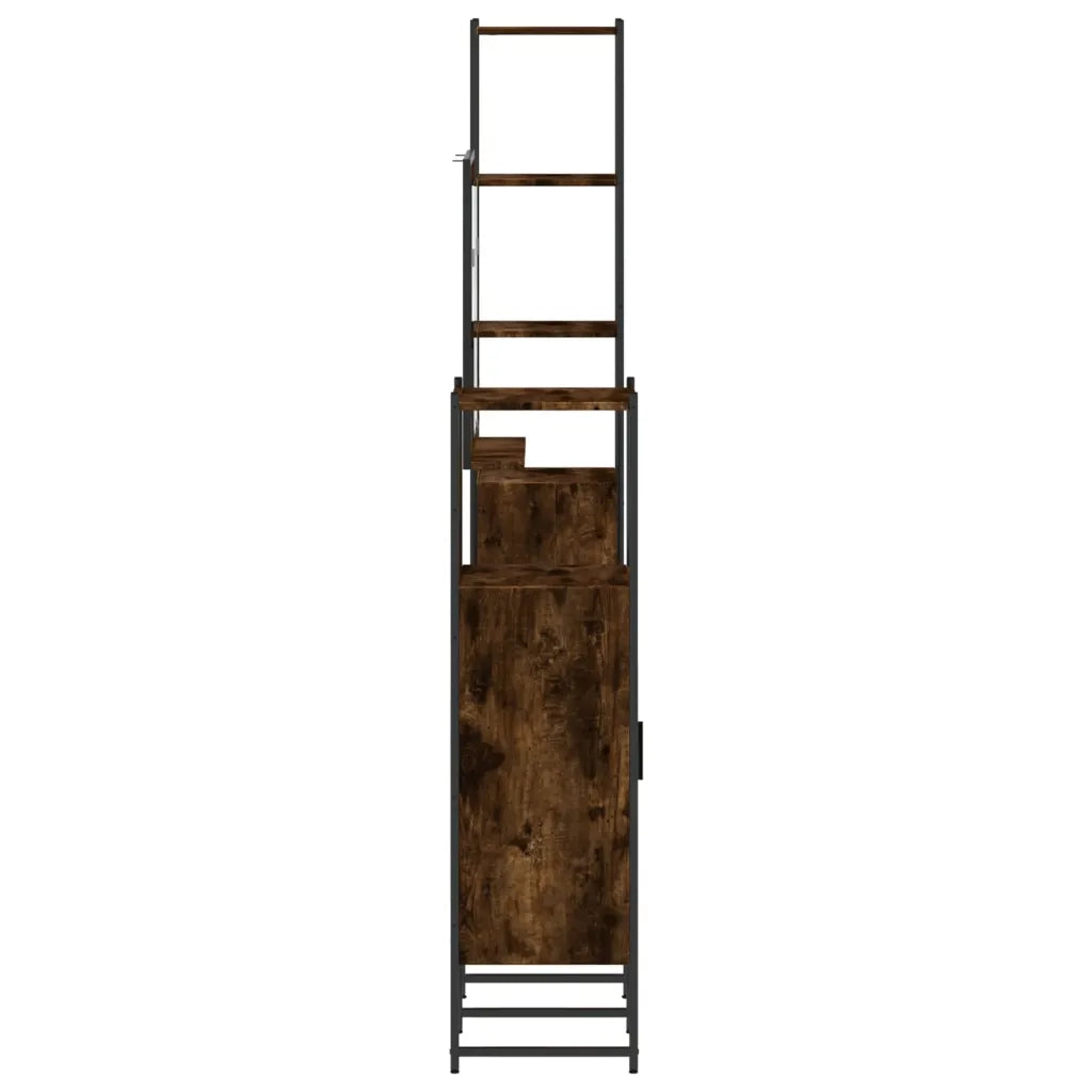 Set Mobili da Bagno 4 pz Rovere Fumo in Legno Multistrato 3214361