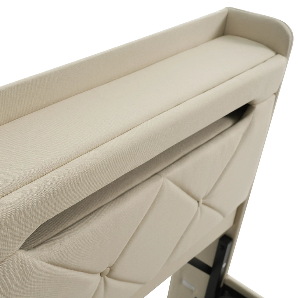 Letto matrimoniale 140x190 cm con contenitore; testiera con USB e Type-C; LED 360掳; beige in lino