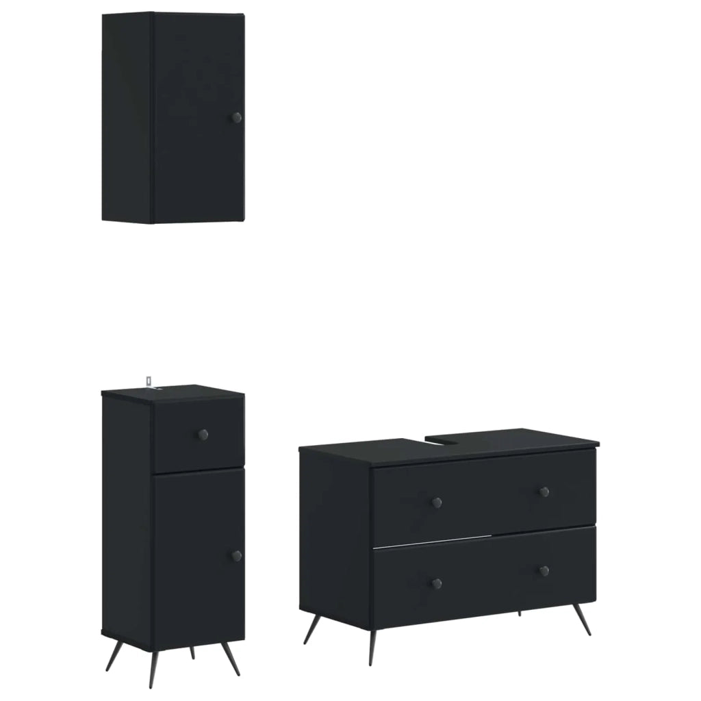 Set di armadietti da bagno in 3 pezzi BREDA Nero 3417802