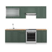 Cucina componibile Fame-Line Verde-oro rustico/Bianco 240 cm, PL Rovere Vicco