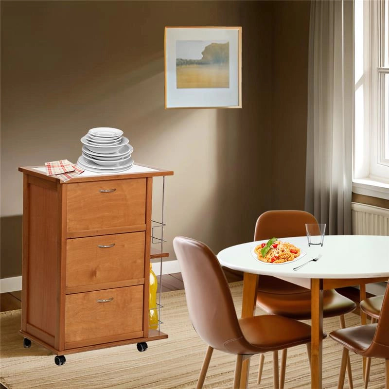 MOBILETTO VESUVIO 3 ANTE + PORTABOTTIGLIE ROVERE IN FAGGIO E BASE INFERIORE IN MULTISTRATO DI BETULLA PIANO MATTONELLE IN CERAMICA