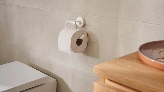 Supporto per Cartucce WC, matto bianco - Supporto per Cartucce WC Senza Coperchio per Bagni in Stile Industriale e Moderne - Senza Forare, Autoadesivo - 99 mm x 140 mm x 53 mm