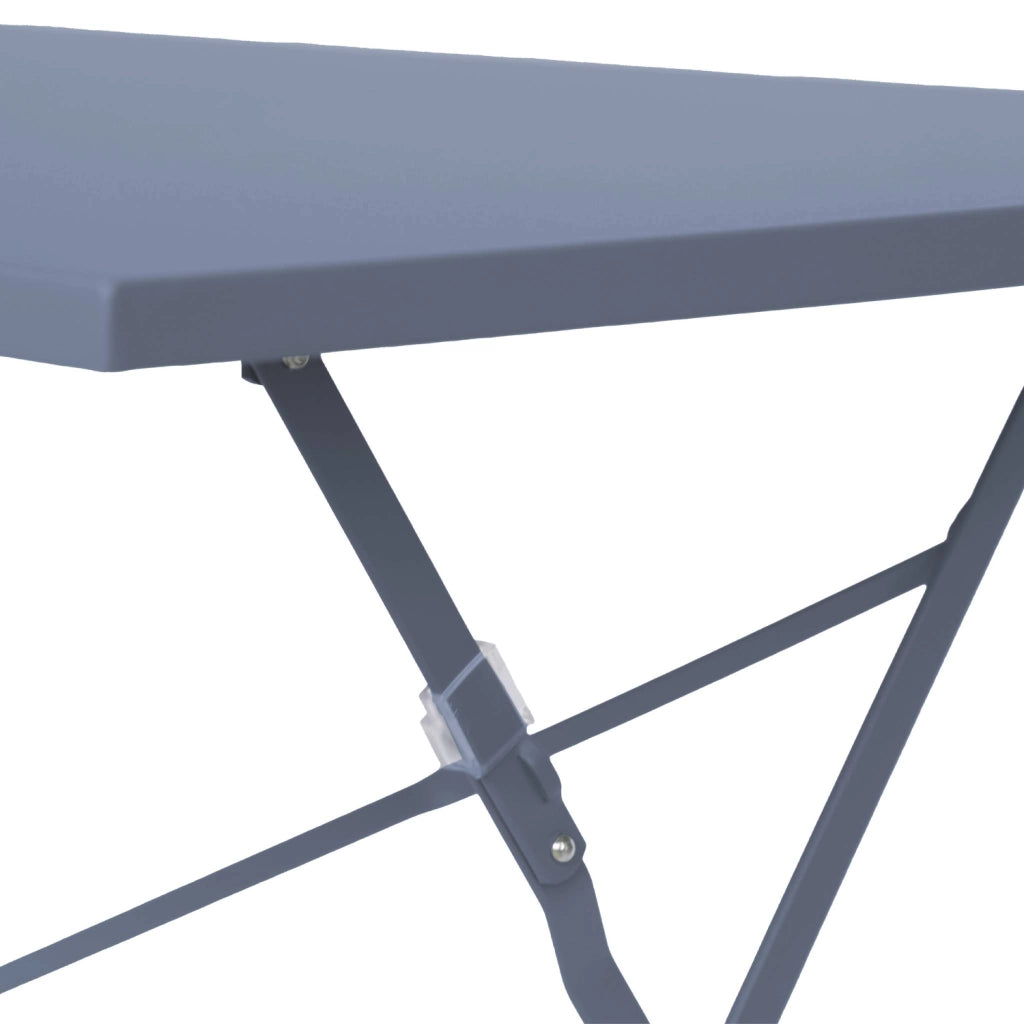 Set tavolo da giardino pieghevole in acciaio con 4 sedie, 110cm, blu