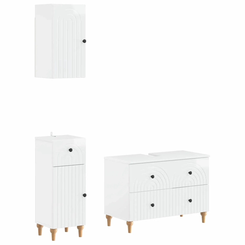 Set di armadietti da bagno in 3 pezzi ALKMAAR Bianco Lucido 3417751