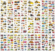 Sticker 3D 24 pezzi - Veicoli da costruire - Sticker auto - Per bambini - Multicolore - Impermeabile/Resistente alle scalfitture