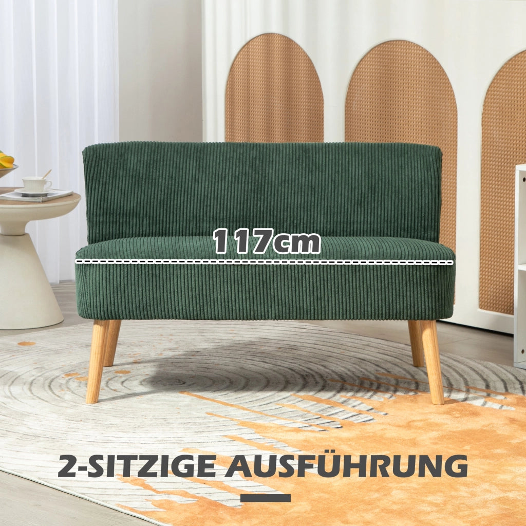 Divano 2 posti imbottito in tessuto similvelluto ¨C Minimal ¨C Verde 117x56,5x77 cm