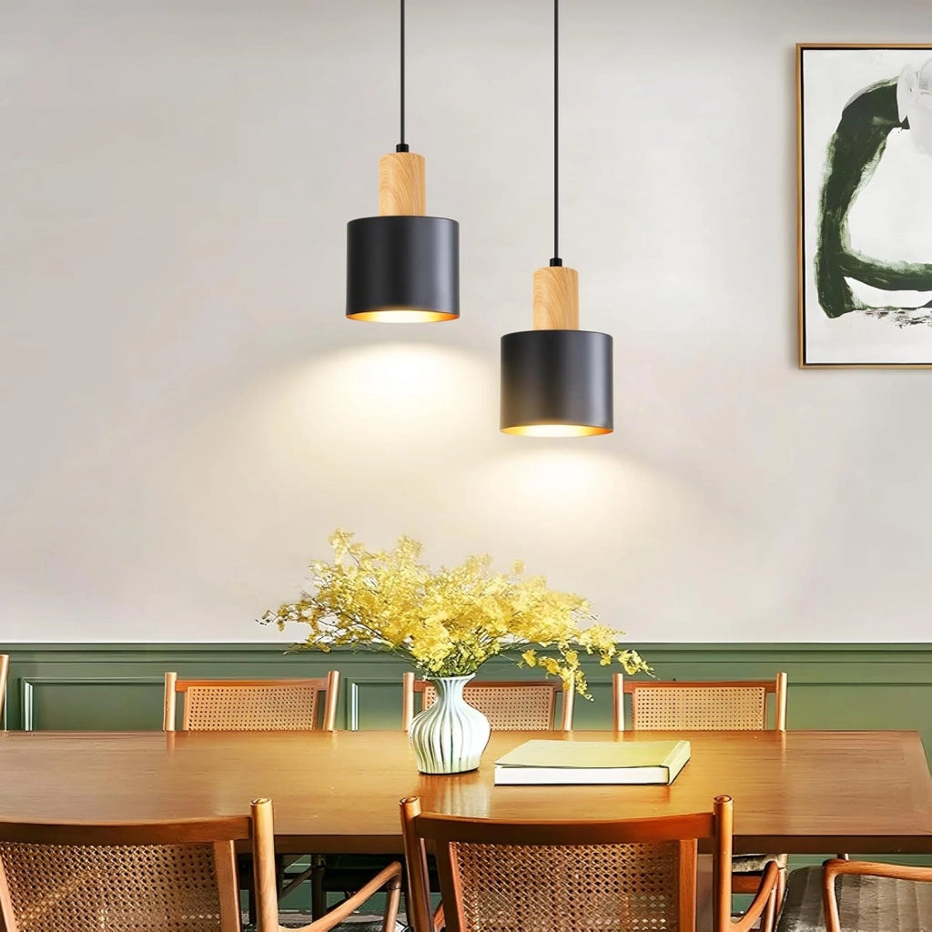 ZMH Lampada a Sospensione da Cucina Retrò E27 Doppia Luce Nero e Oro Altezza Regolabile per Isola Cucina o Zona Pranzo