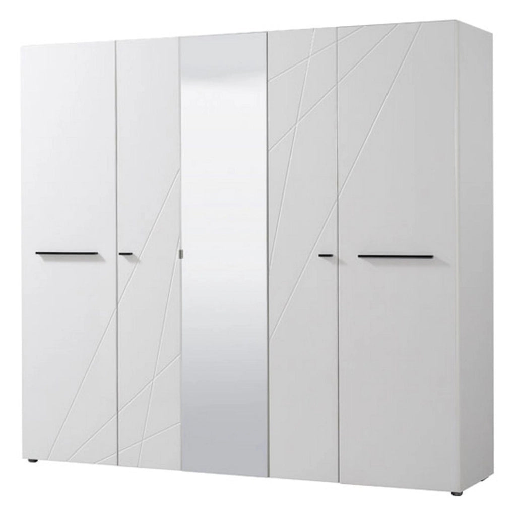 Armadio Camera da Letto Martano, Guardaroba Grande Appendiabiti, 223.5x206h cm Bianco Opaco