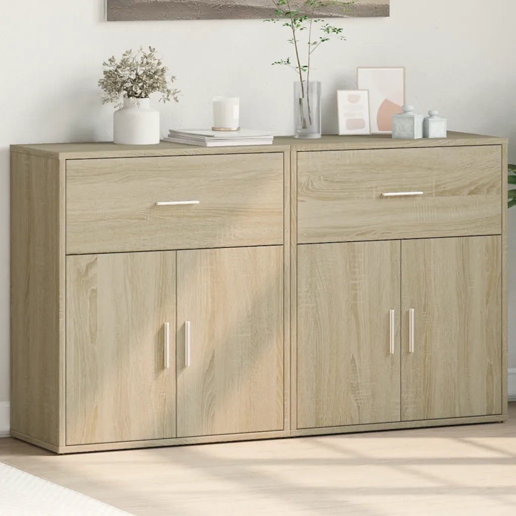Credenze 2 pz | Madia | Buffet da pranzo | Armadio da pranzo Rovere Sonoma 60x31x70 cm in Legno Multistrato