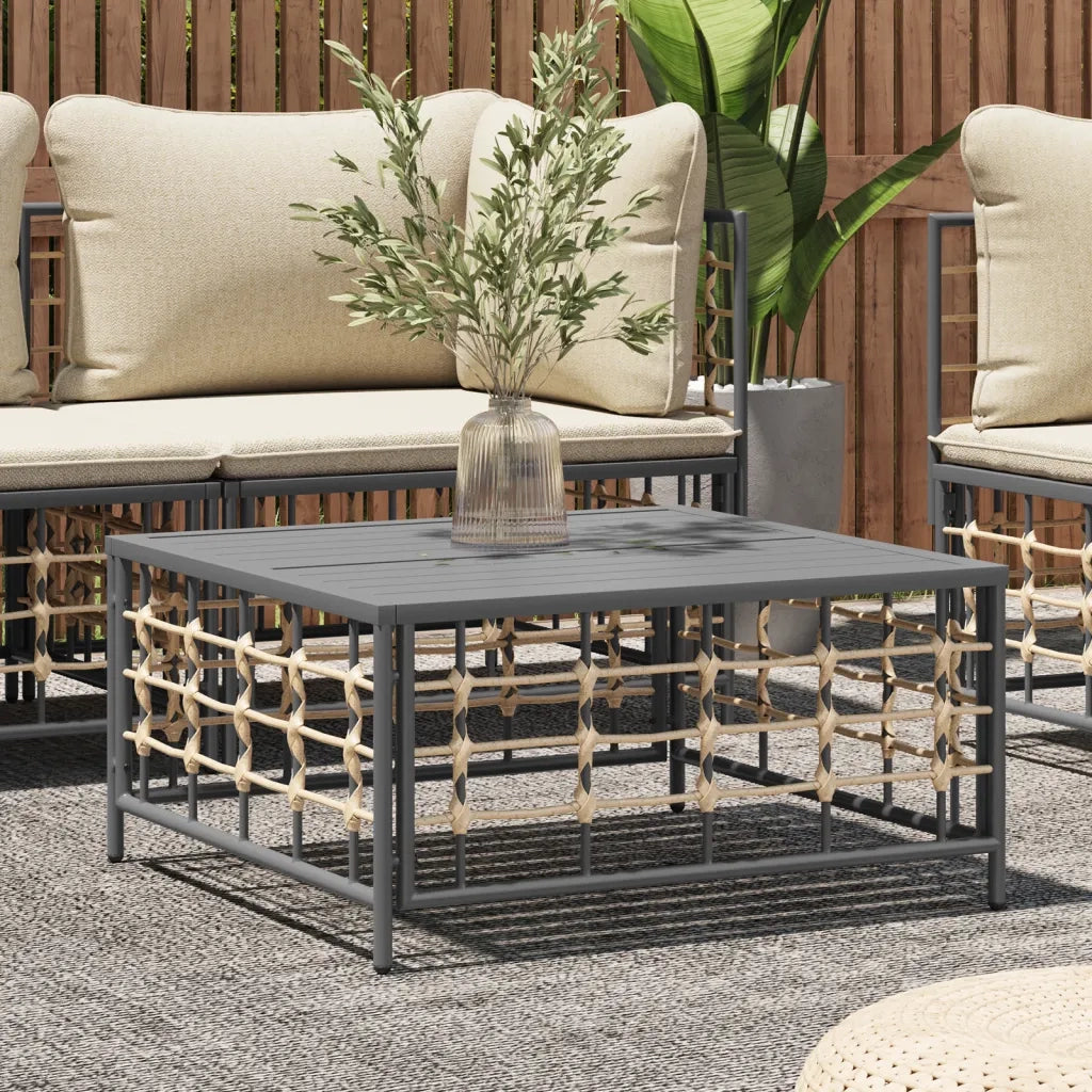 Tavolino da Giardino-Tavolo da Esterno Antracite 70x70x34 cm in Polyrattan