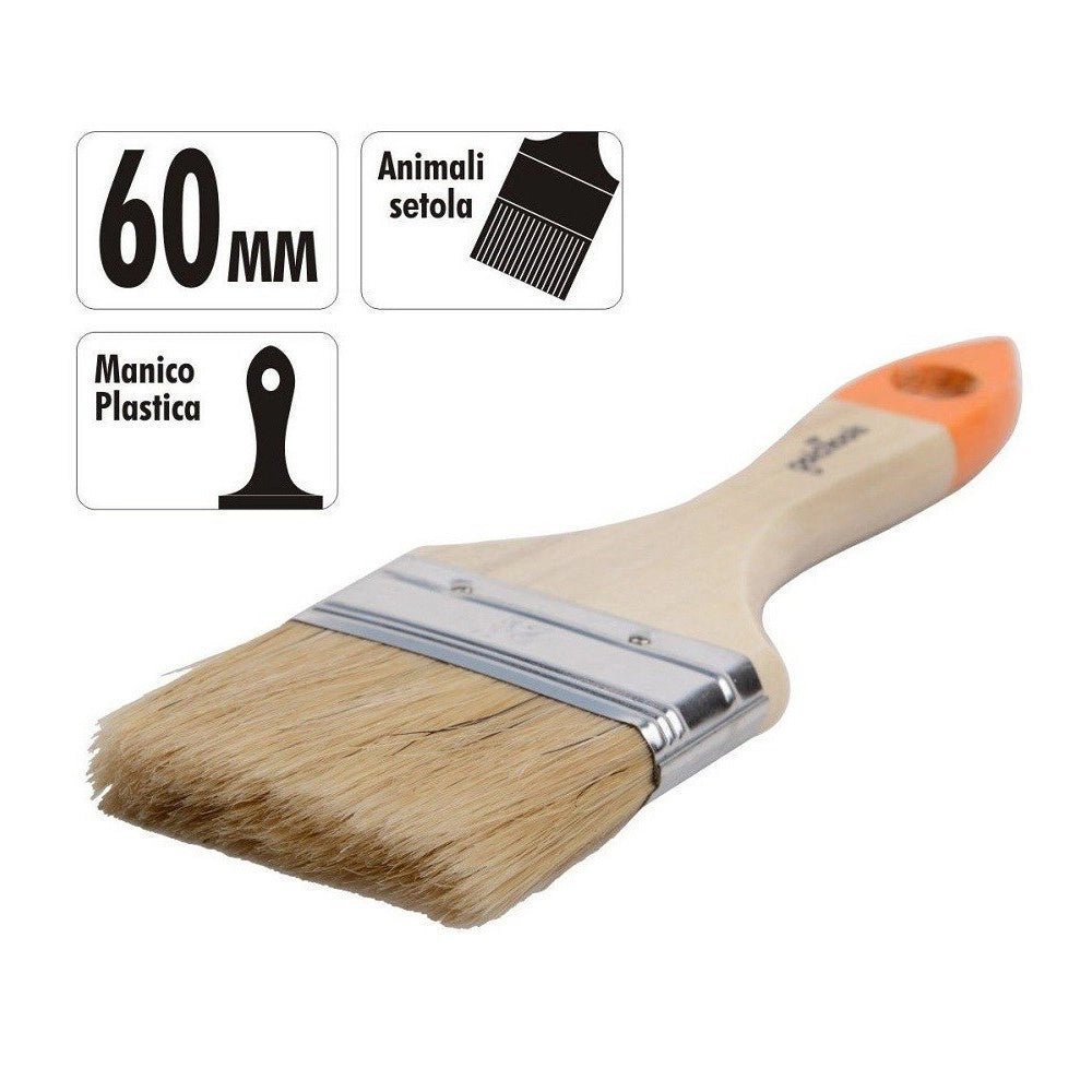 Trade Shop - Pennello Piatto Da 2.5" 60mm Pennellessa Per Pittura Verniciare Dipingere 90264 -