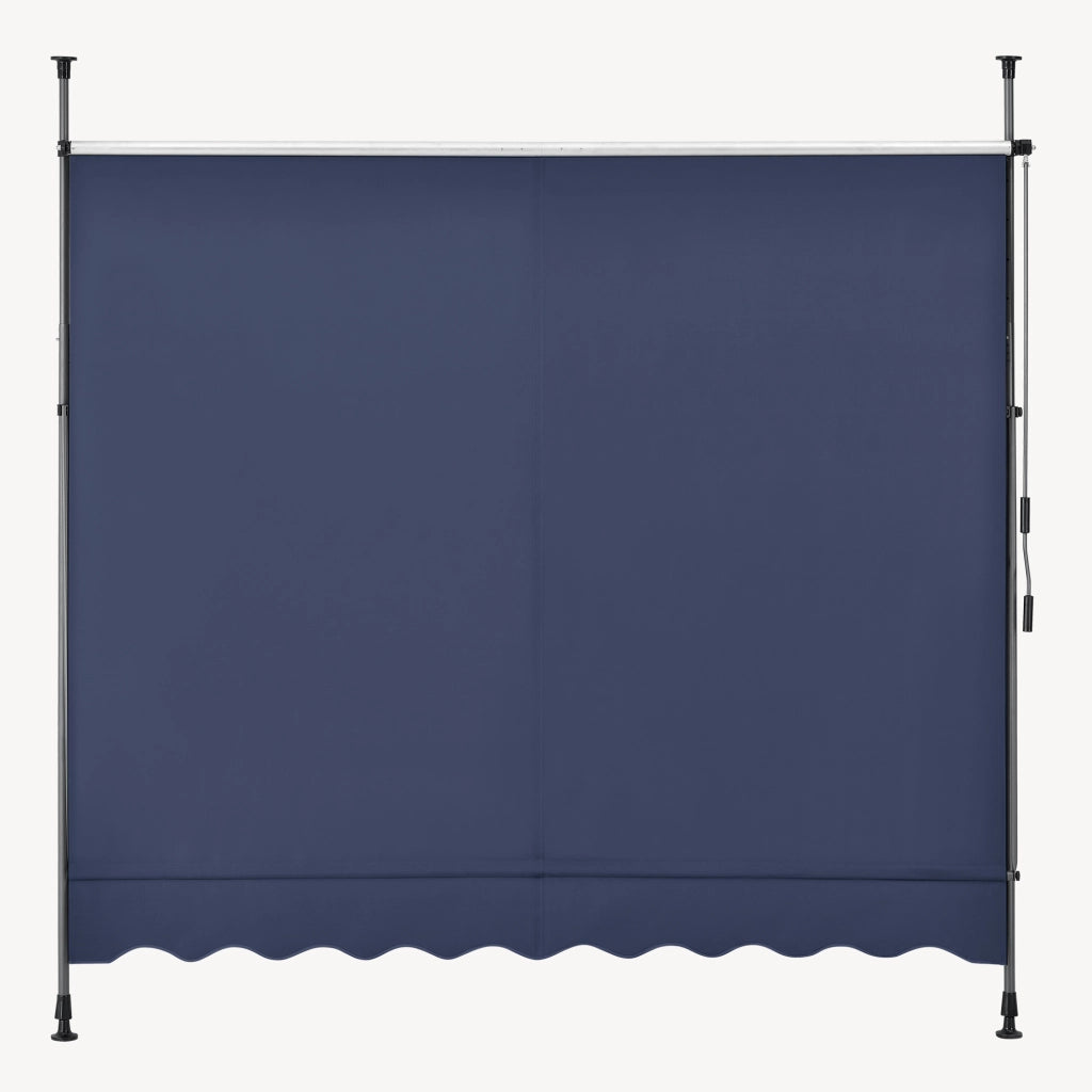 Tenda da Sole a Muro con Pali di Supporto Telescopici Parasole 200 x 120 cm (LxP) Blu Scuro pro.tec
