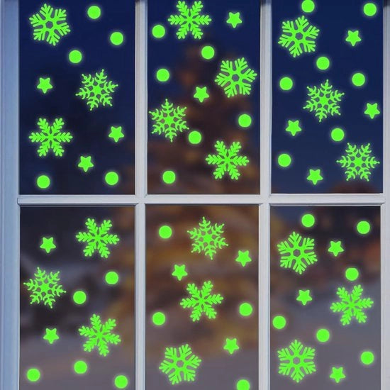 Decorazione di Natale per finestra, adesivi di neve per finestra, decorazione per finestra invernale, adesivi luminosi di neve, adesivi luminosi di neve rimovibili per vetrine in casa, bambino, regalo.
