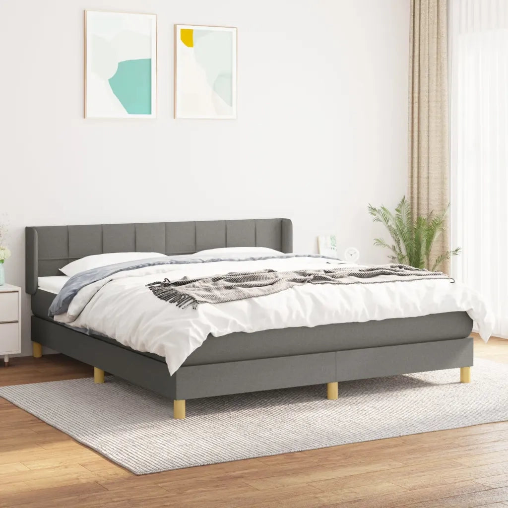 Giroletto a Molle con Materasso Grigio Scuro 180x200 cm Tessuto 3130290