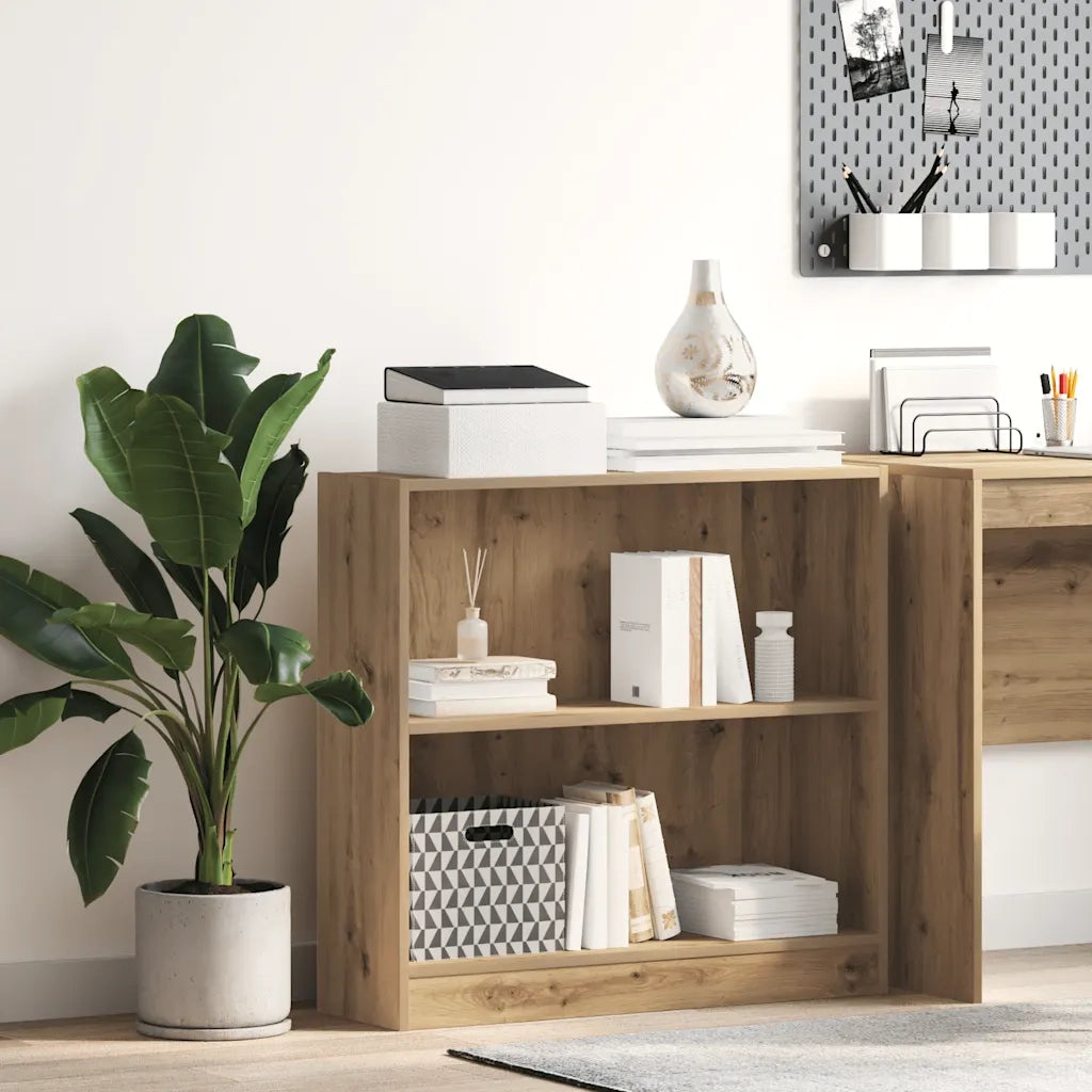 Libreria-Scaffale per Libri-Mobile di Stoccaggio Rovere Artigianale 80x24x76 cm in Legno Multistrato