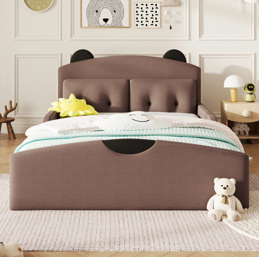 Letto a piattaforma 140x200 cm con testiera a orsetto