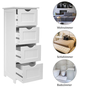 Mobile Bagno Cassettiera 4 Cassetti con Ripiano Legno MDF Bianco 30x30x82cm