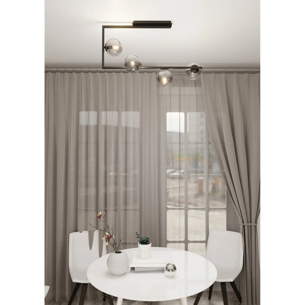 Plafoniera Minimal Nanna Acciaio Nero 4 Luci E14 Ip20
