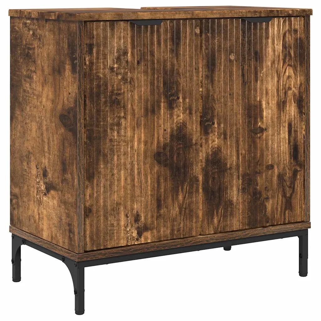 Armadio per Lavabo da Bagno-Armadietto da bagno-Mobiletto da bagno Rovere fum¨¦ 60,5 x 33,5 x 61 cm