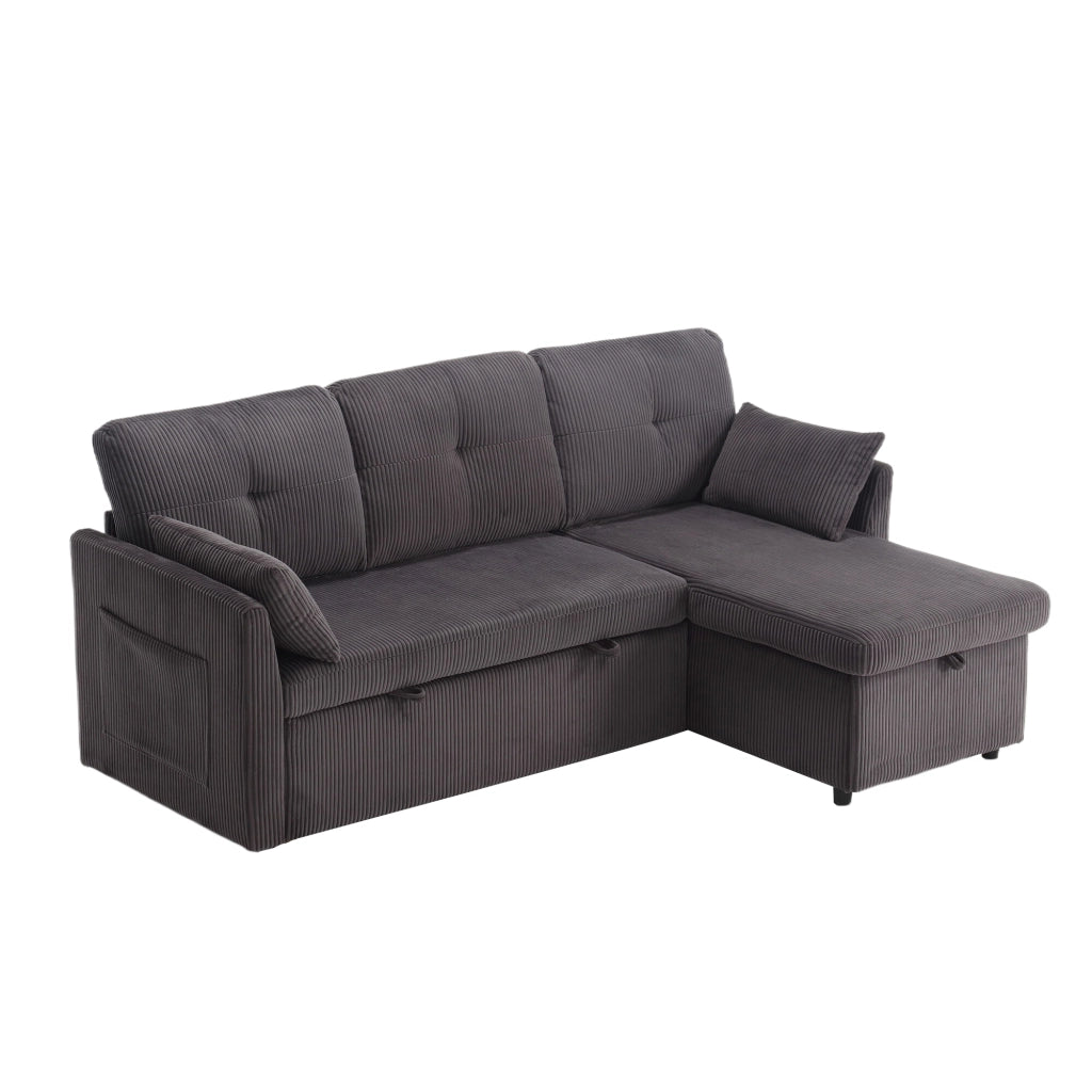 Divano Angolare Contenitore con Letto Estraibile e Chaise Longue ¨C Xylo ¨C Grigio