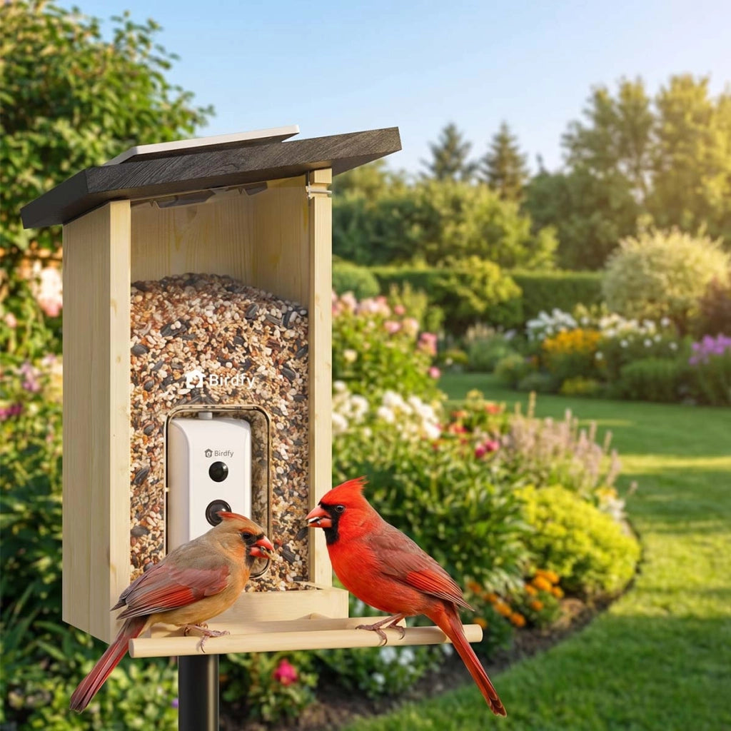 Mangiatoia per Uccelli con Telecamera AI e Pannello Solare Impermeabile IP66 Marrone / Beige Birdfy