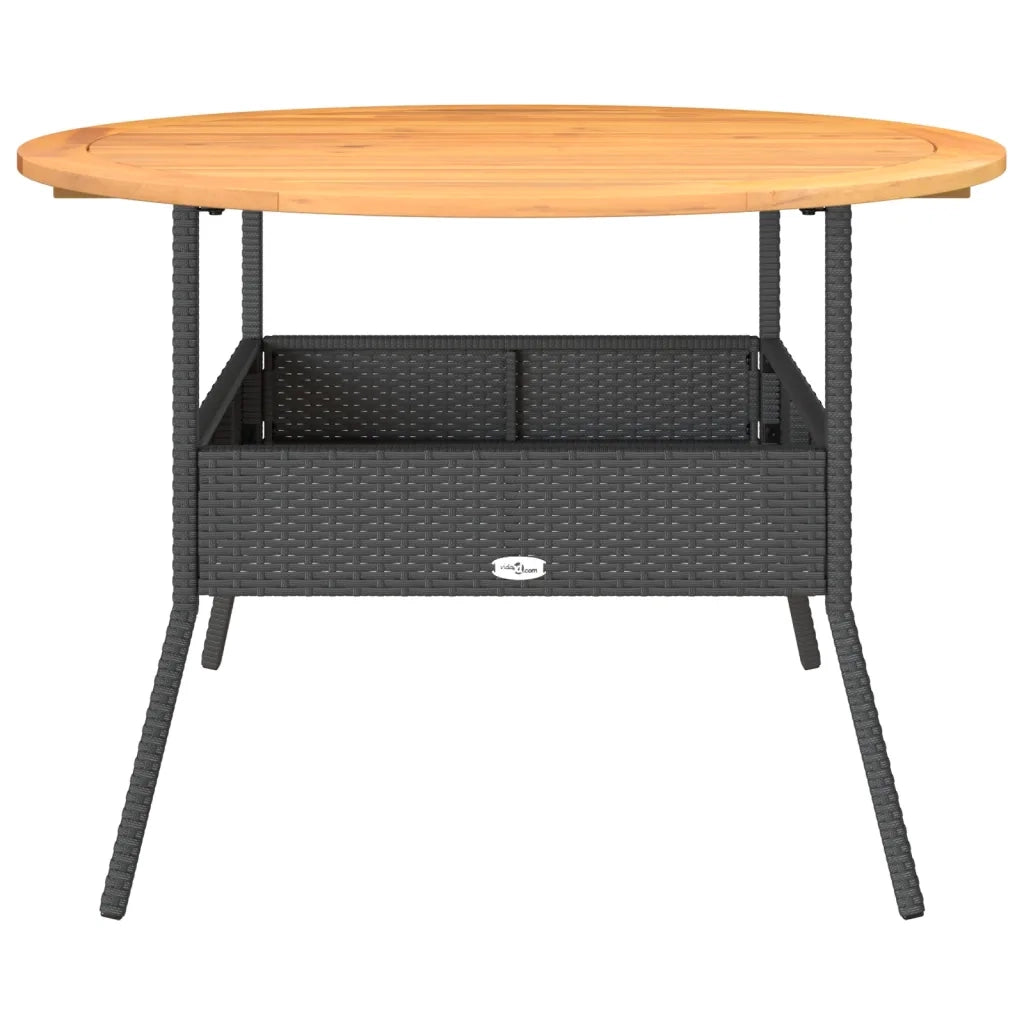 Tavolo Giardino Piano Legno Acacia Nero Ã˜110x71 cm Polyrattan