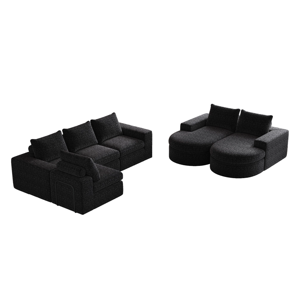 Divano Modulare Angolare con Chaise Longue ¨C MINIMAL ¨C Chenille, 2 Posti