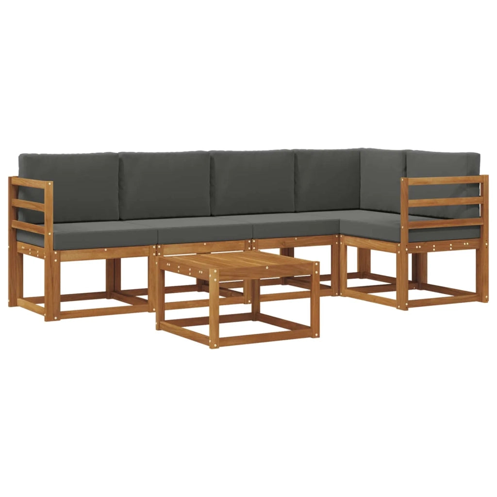 Set di divani da esterno con cuscino 6 pcs Naturale e Antracite