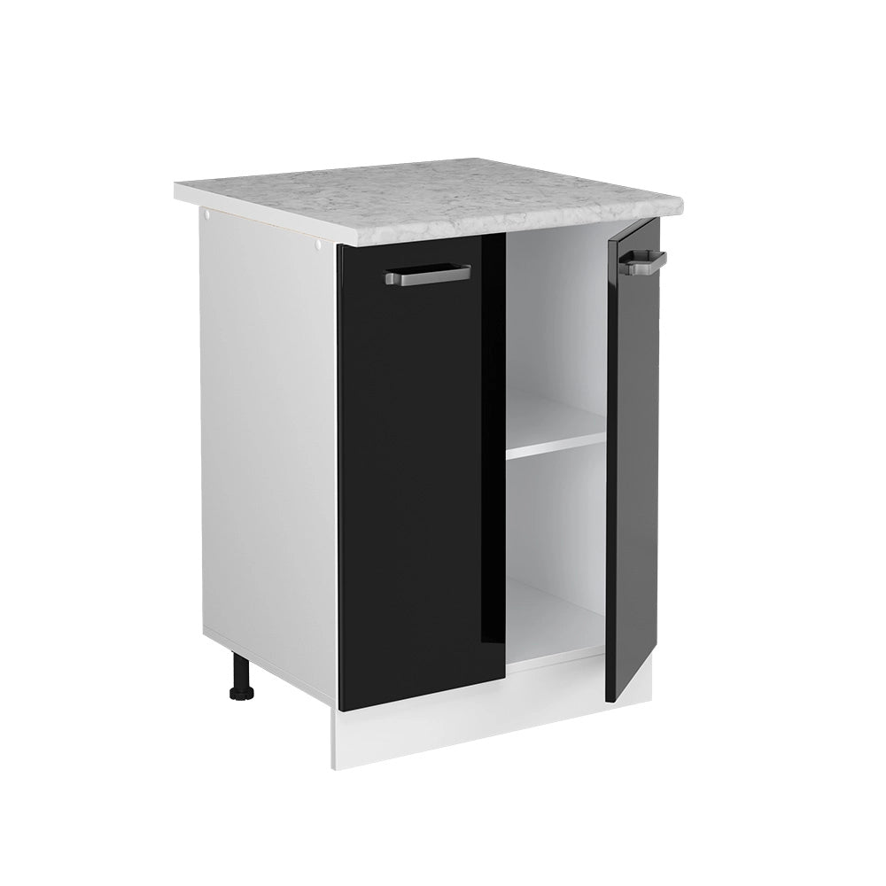 Vicco Mobiletto base cucina Nero lucido 60 cm , PL Marmo