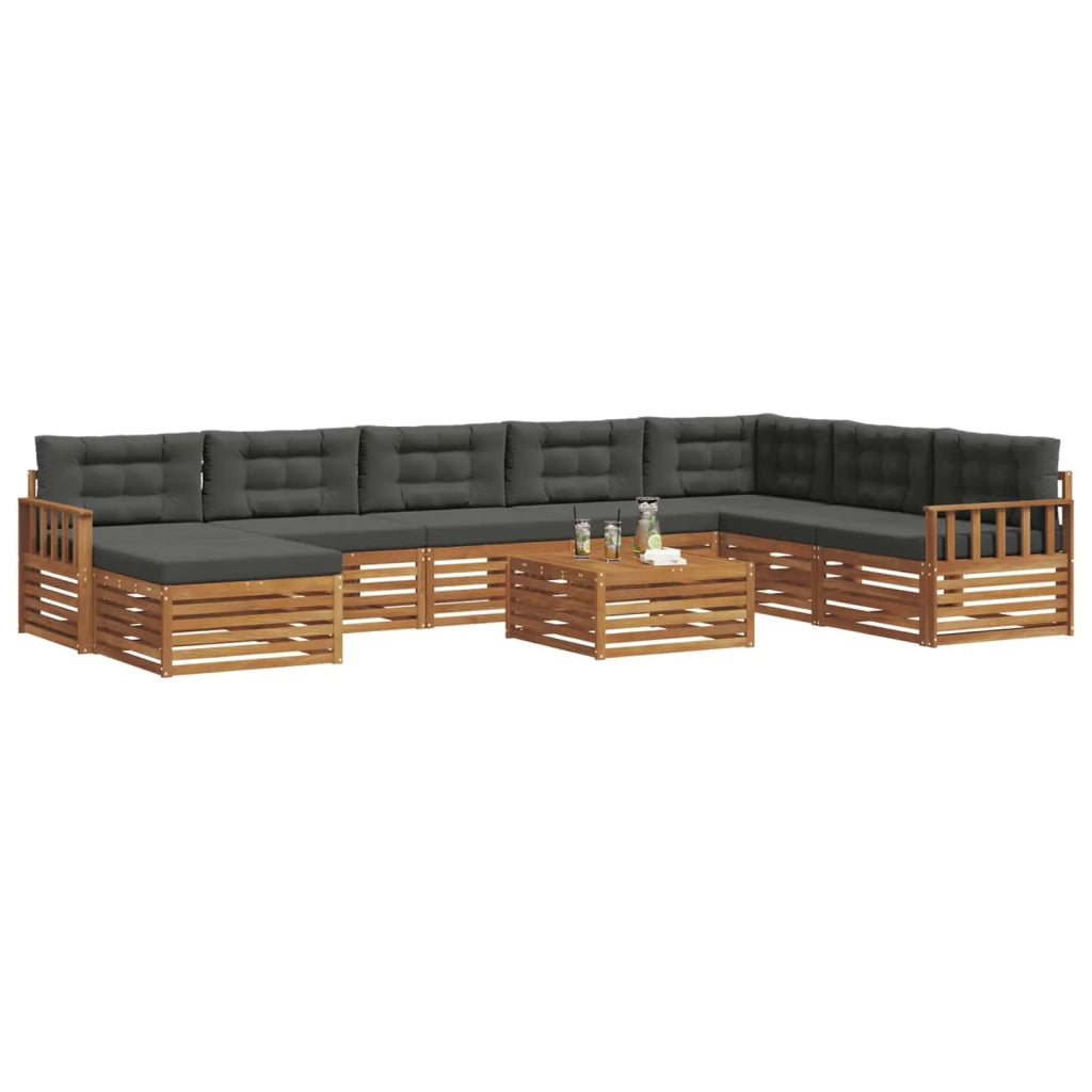 Set di divani da esterno con cuscino 9 pcs Naturale e Antracite