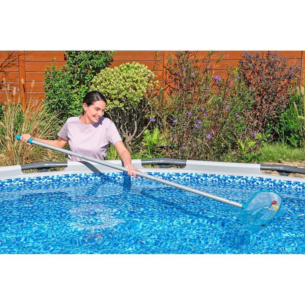 Trade Shop - Kit Cura Piscina Fino A 610cm Con Aspiratore A Batteria Retino Per Skimmer Spazzola 58831 -