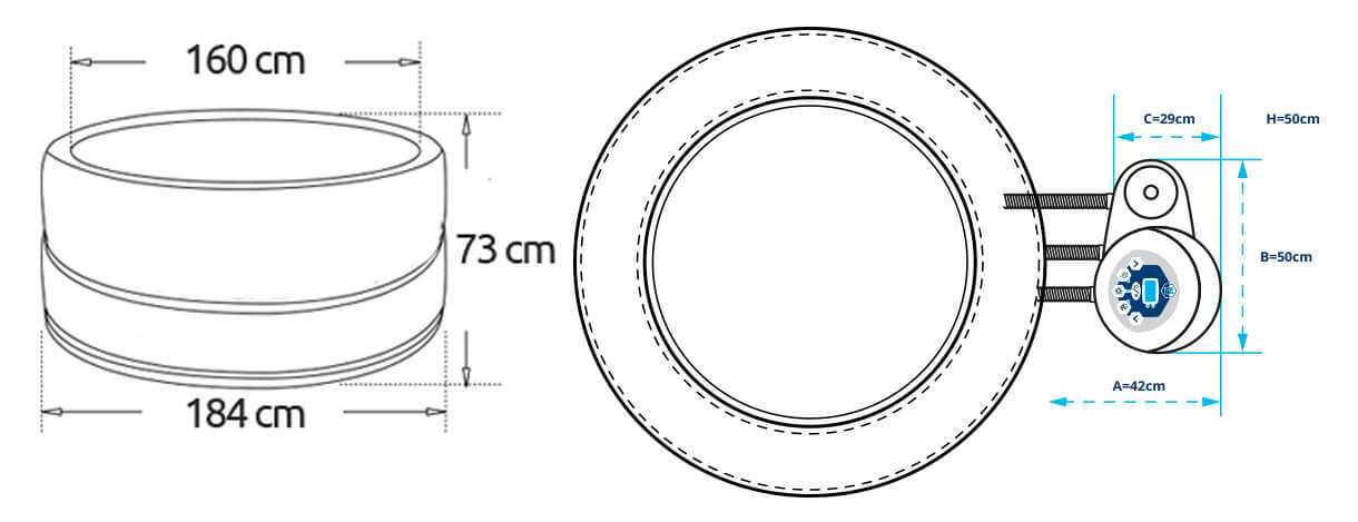 Vasca Idromassaggio da Esterno Semirigida Riscaldata 4+2 Posti con Mobili Ø184x73 cm NetSpa Vita Premium Marrone