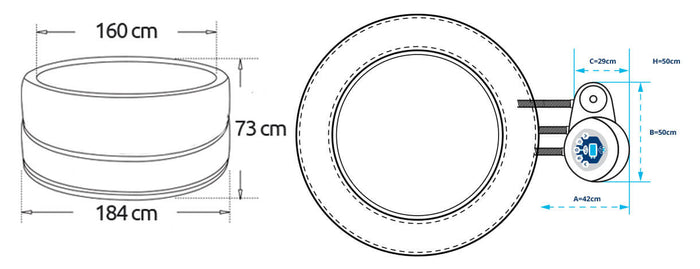 Vasca Idromassaggio da Esterno Semirigida Riscaldata 4+2 Posti con Mobili Ø184x73 cm NetSpa Vita Premium Marrone