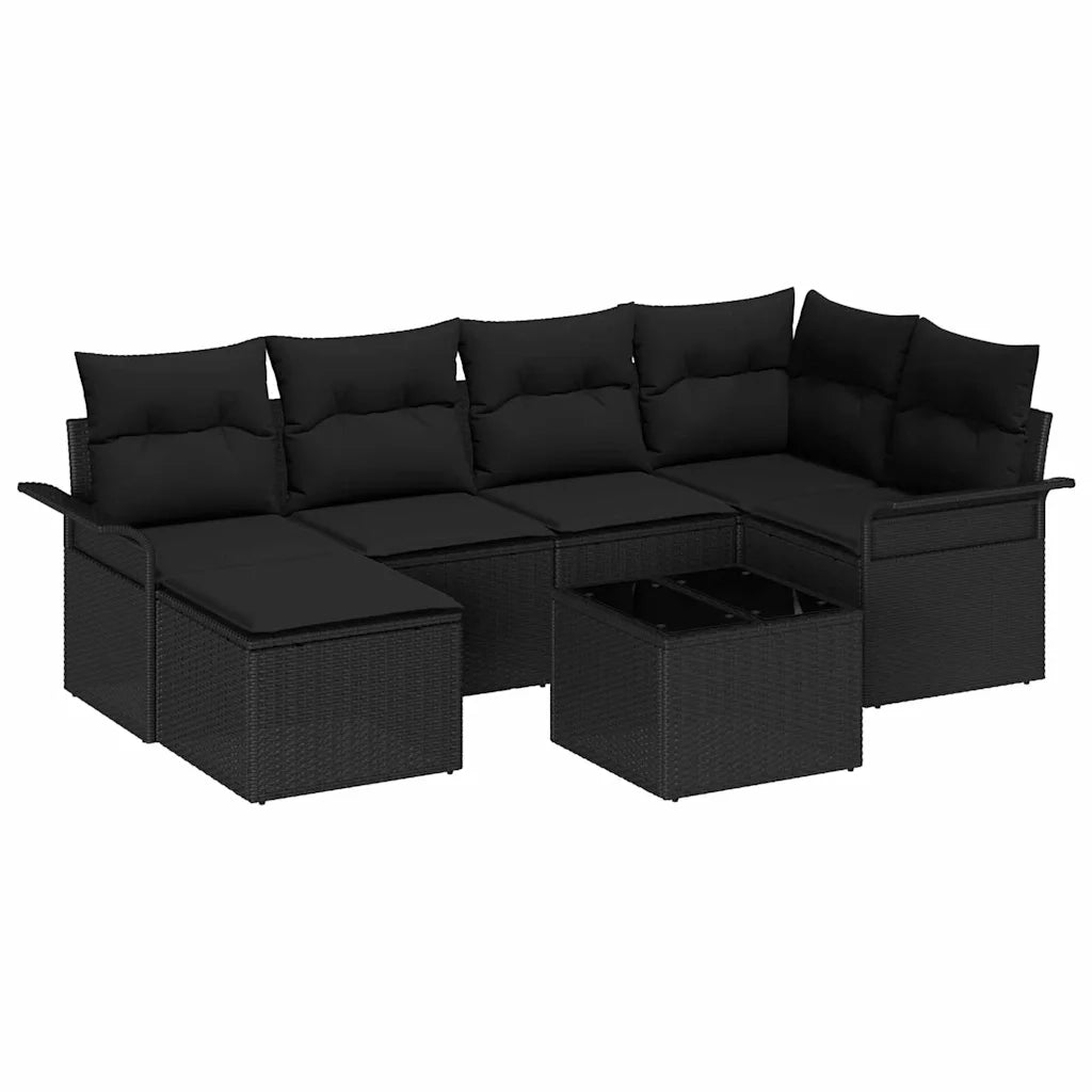 Set Divano da Giardino con archiviazione 7 pcs Nero polyrattan 3354112