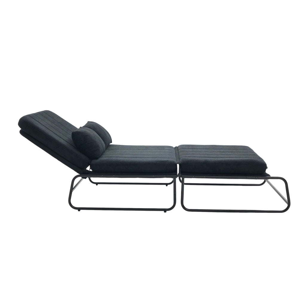 Divano letto 2 posti ¨C Minimal ¨C nero tessuto metallo con contenitore