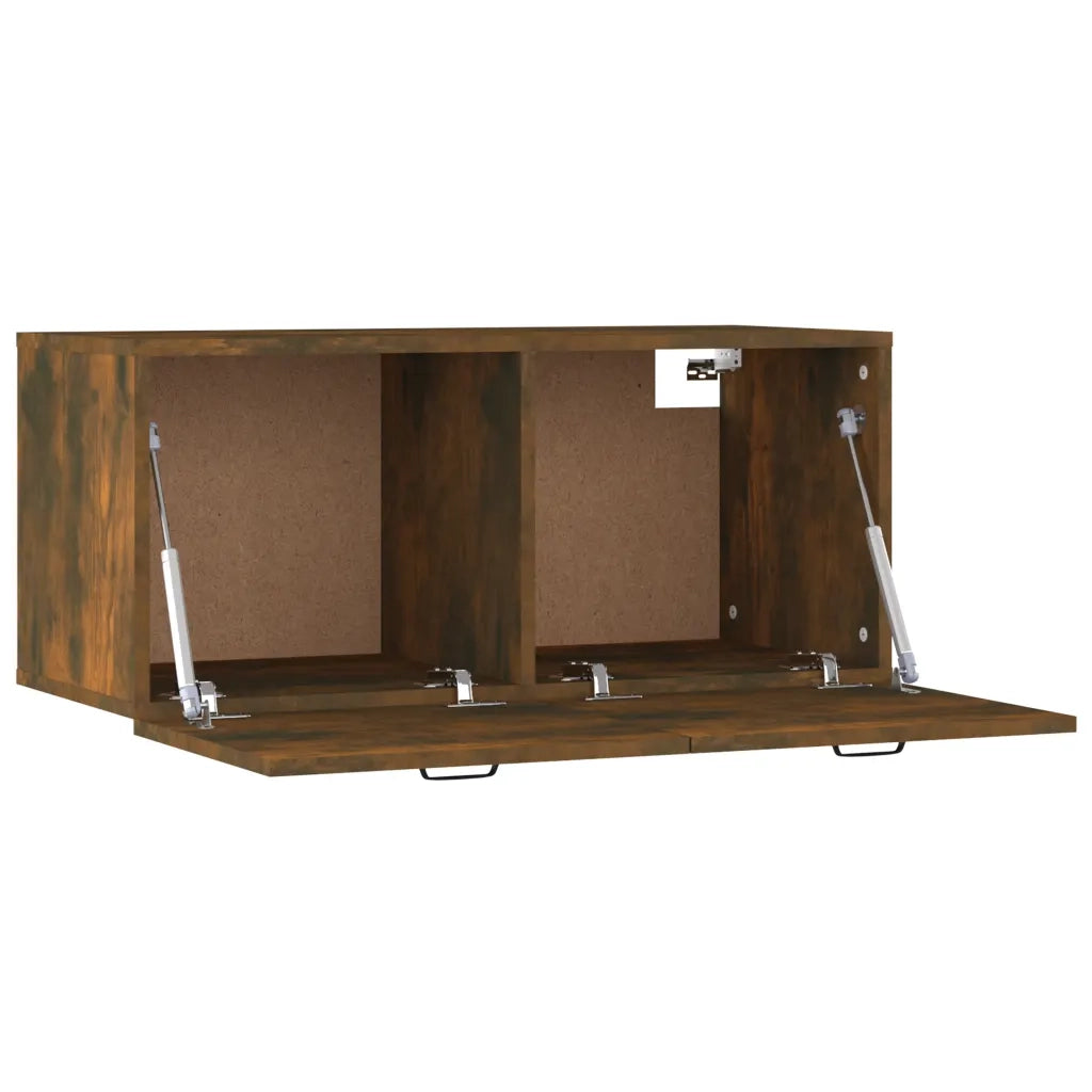 Armadietto a Muro | Mobile a Parete Rovere Fumo 80x36,5x35 cm in Legno Multistrato
