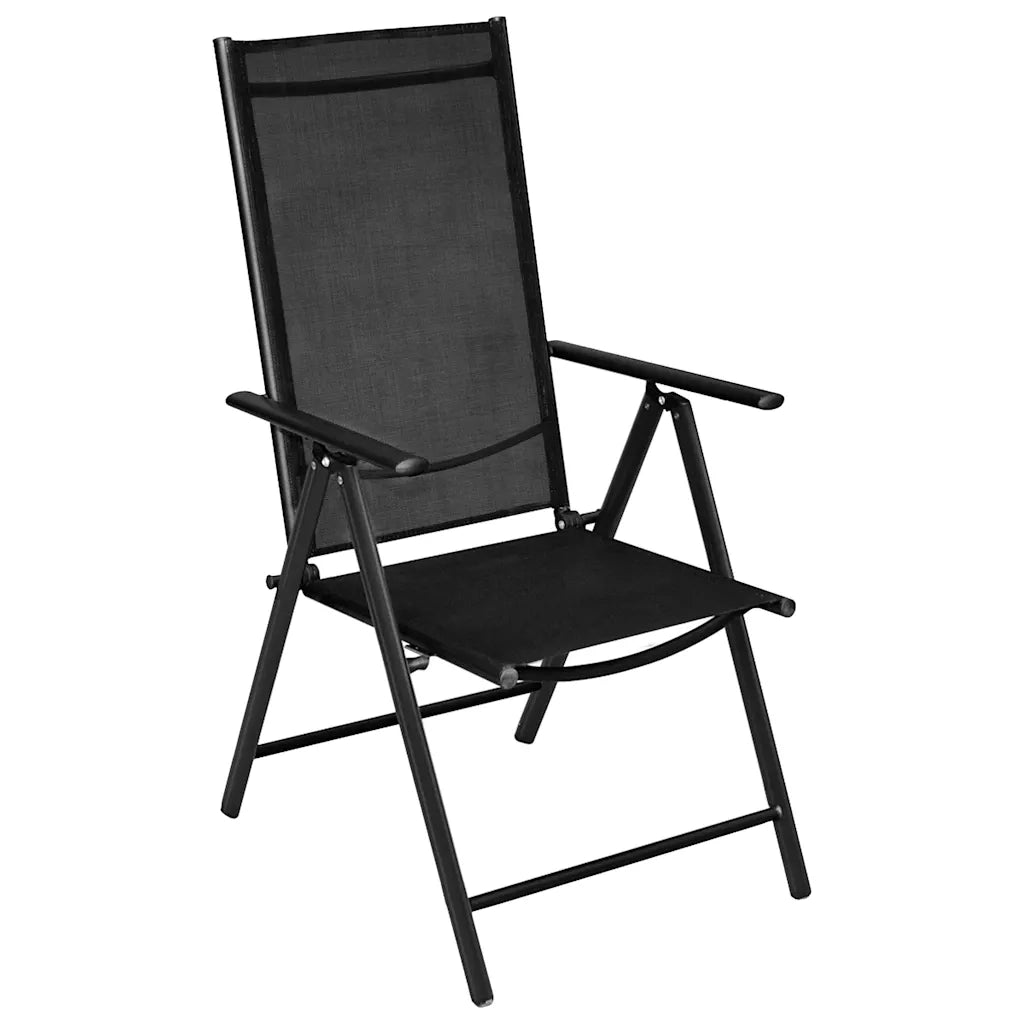 Set Mobili Pranzo per Giardino 5 pz | Set Salotto da Giardino in Alluminio Textilene Nero